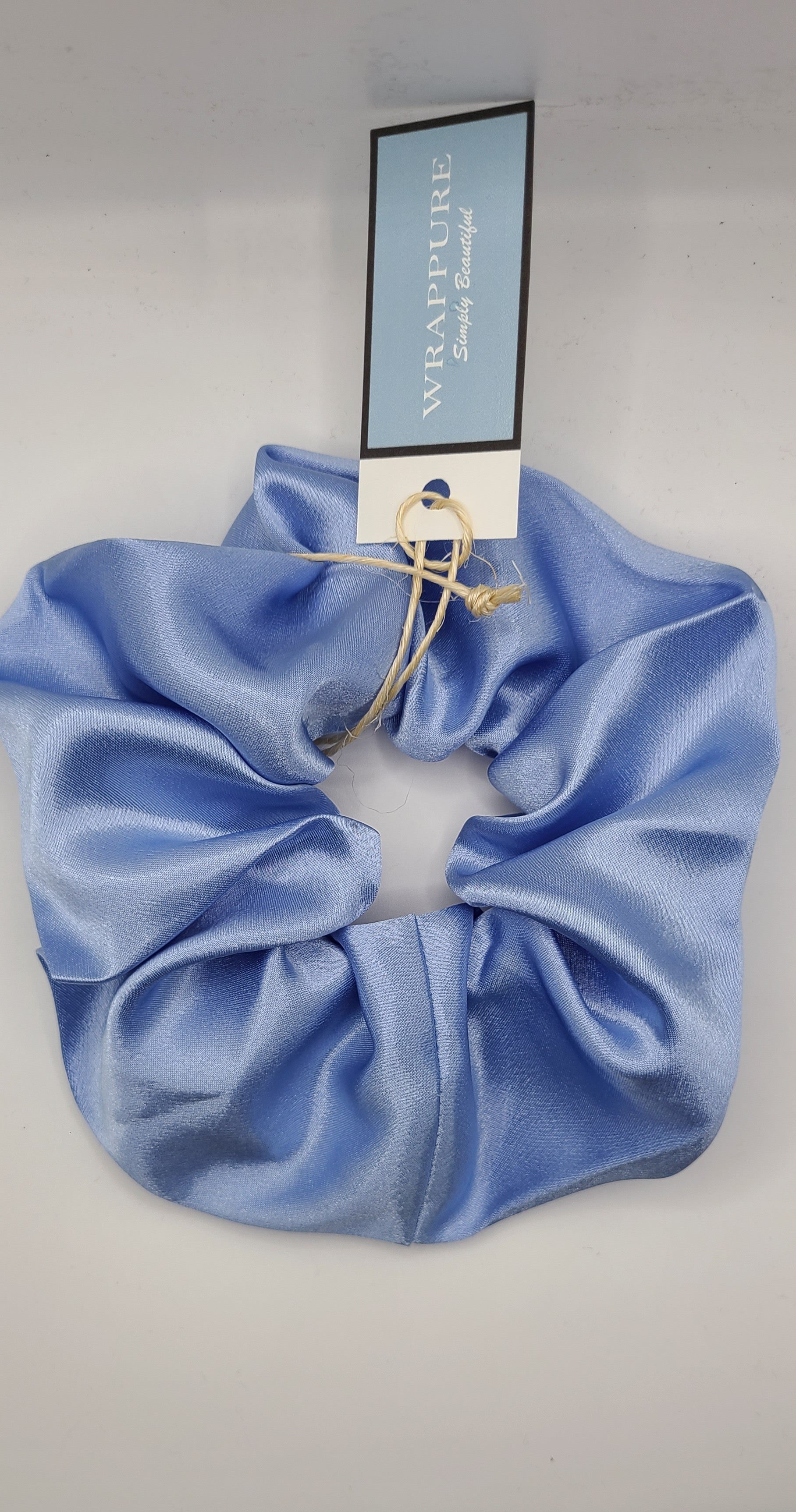 Cerulean Satin scrunchie WRAPPURE