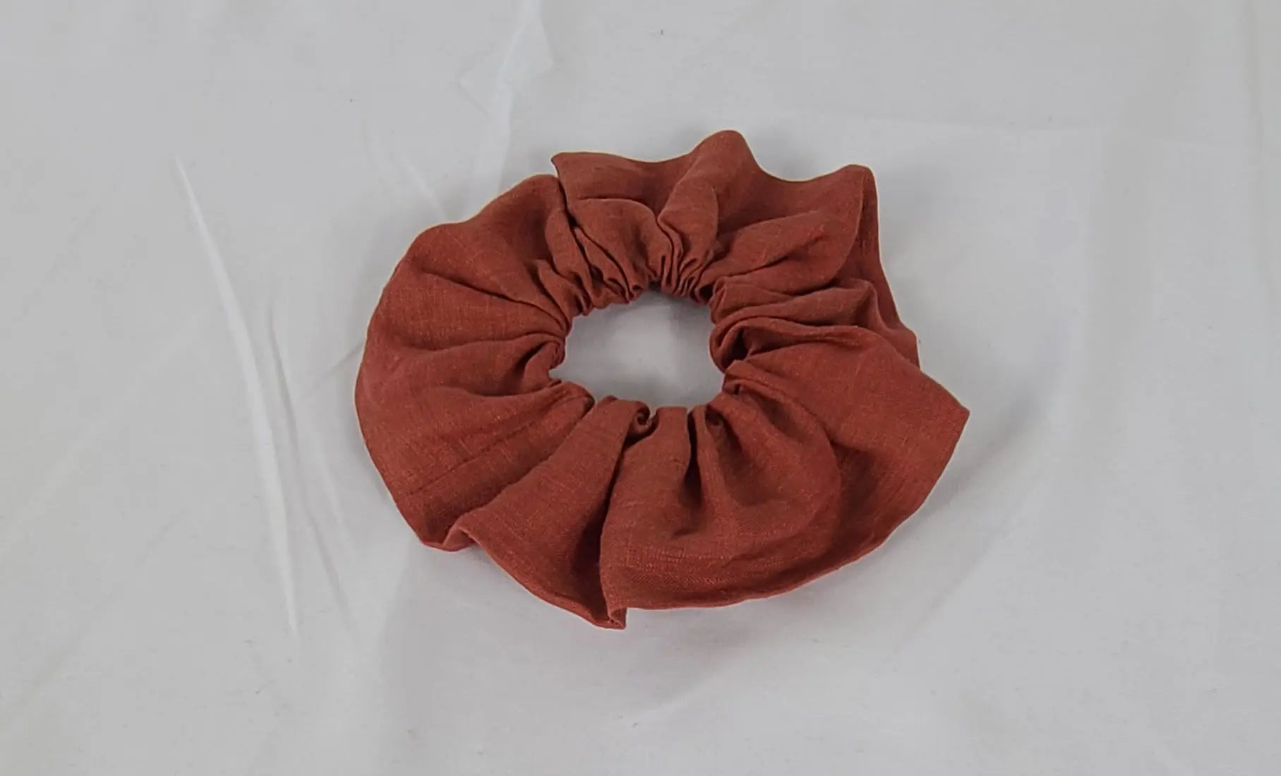 Burnt Sienna Linen scrunchie WRAPPURE