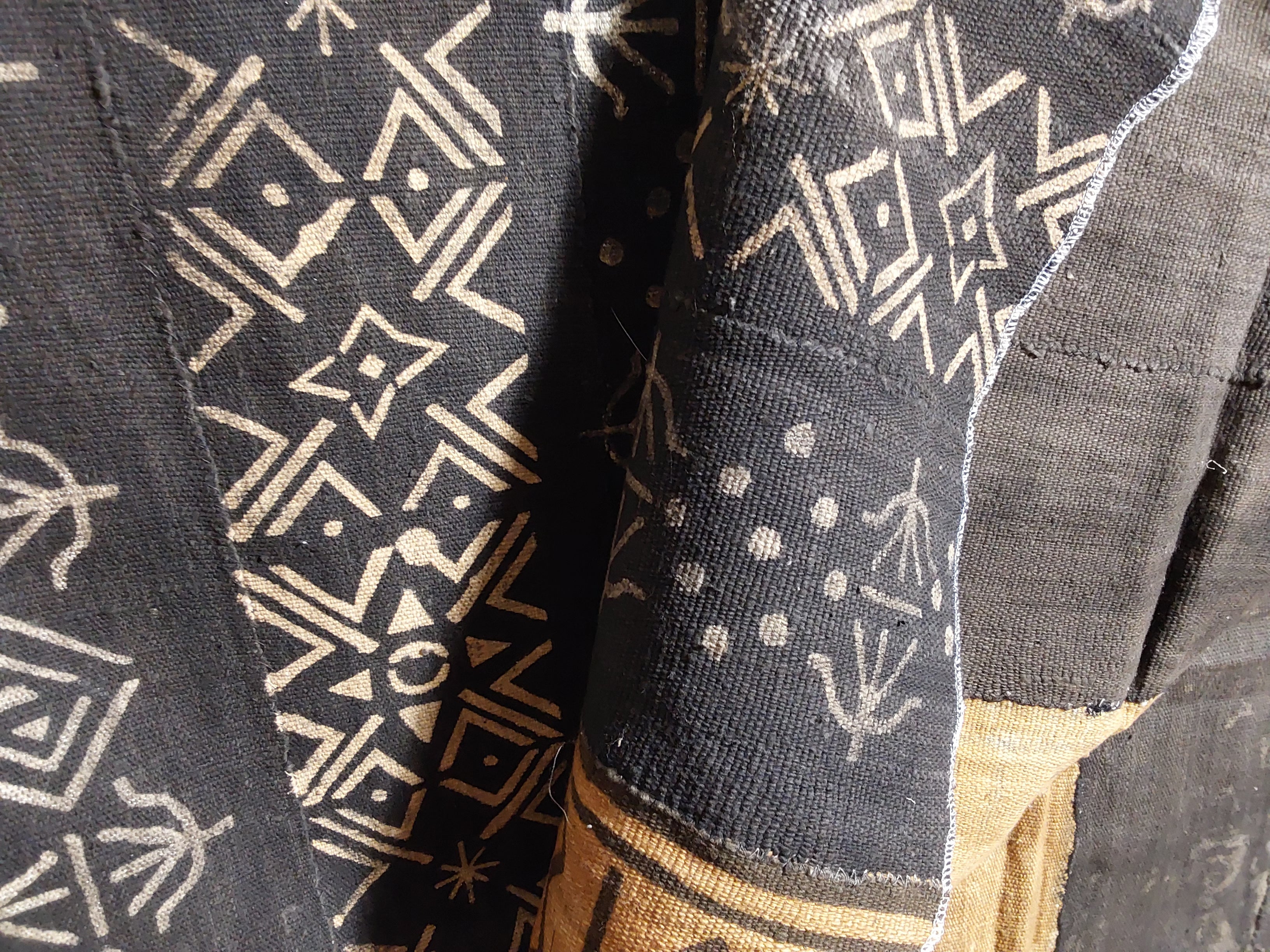Bogolan geometric mudcloth fabric WRAPPURE