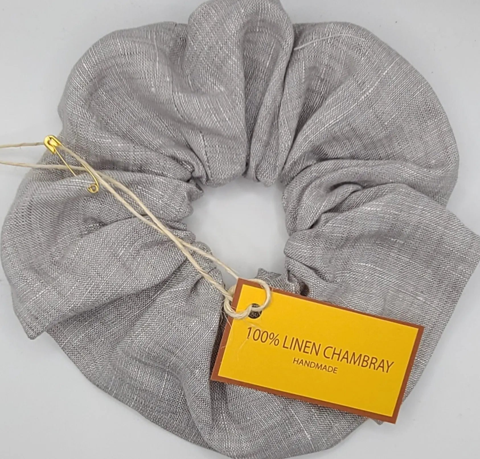 Grey Linen scrunchie WRAPPURE