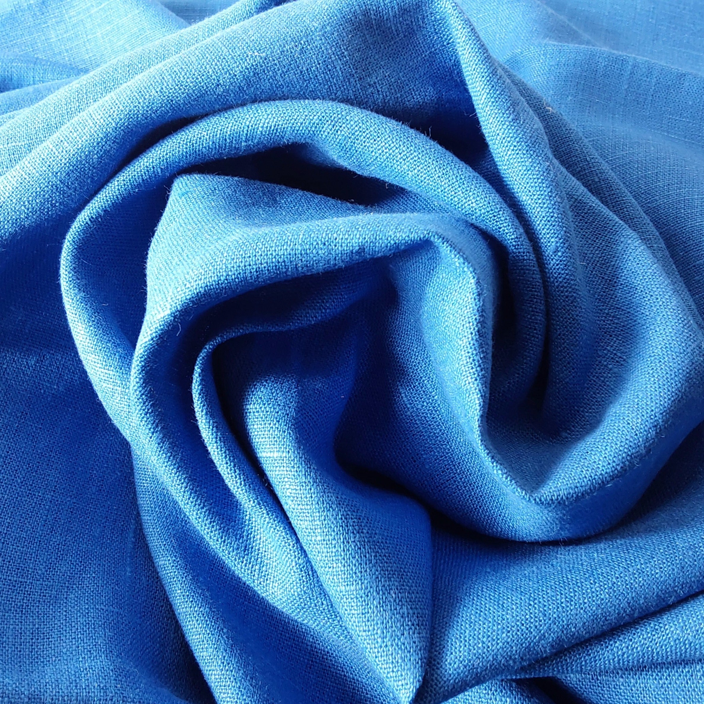 Close-up of blue fabric with folds