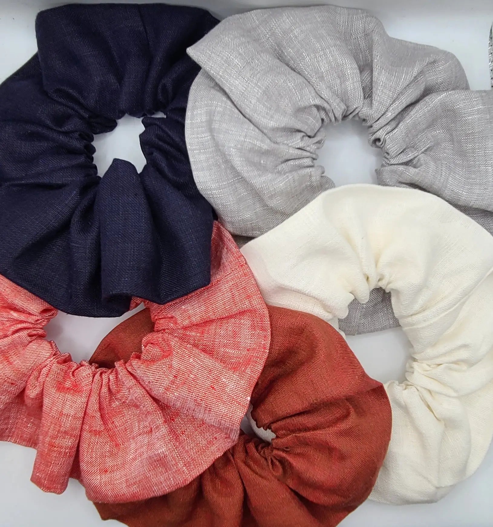 Burnt Sienna Linen scrunchie WRAPPURE