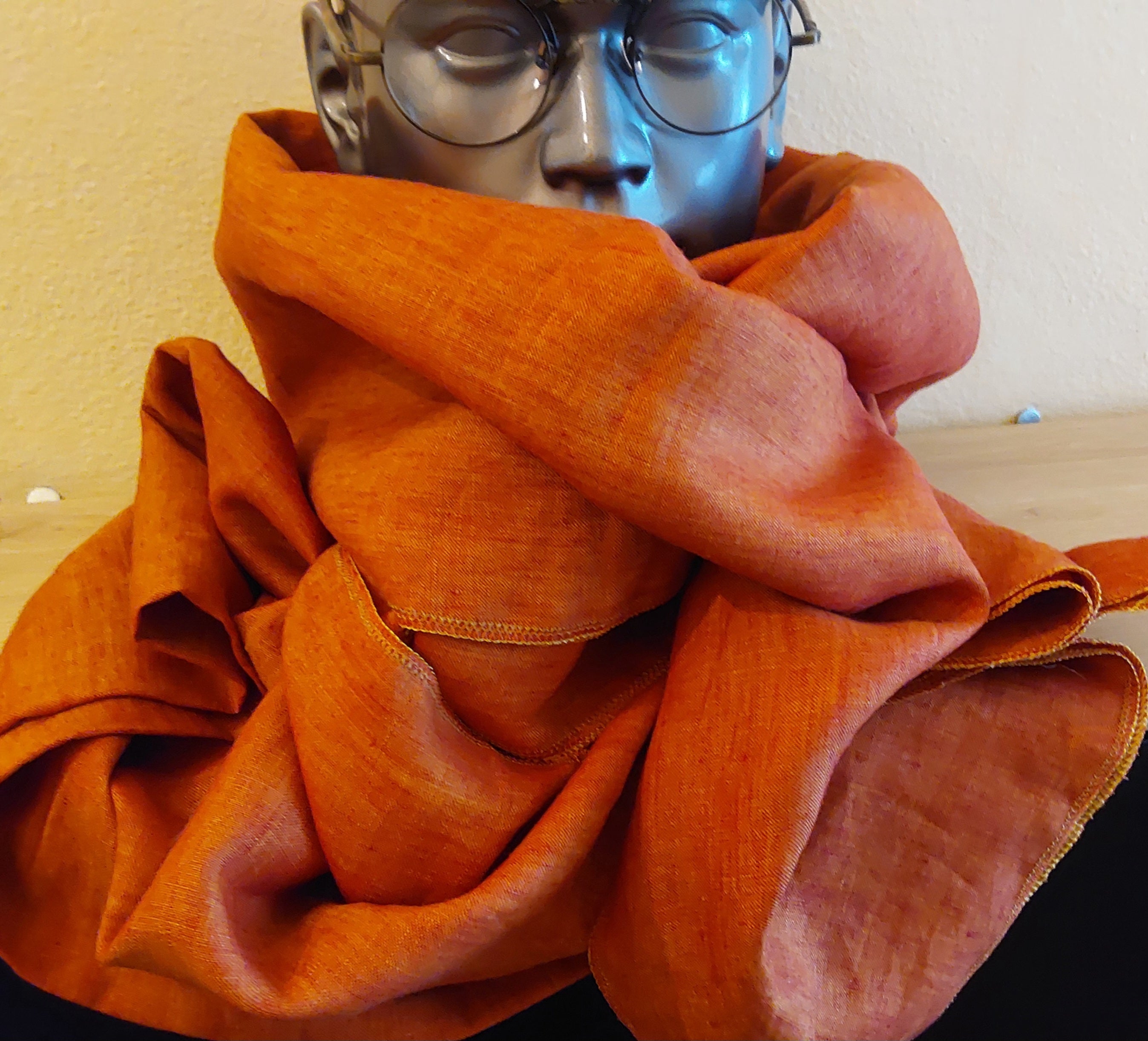 Burnt Sienna Linen scarf WRAPPURE