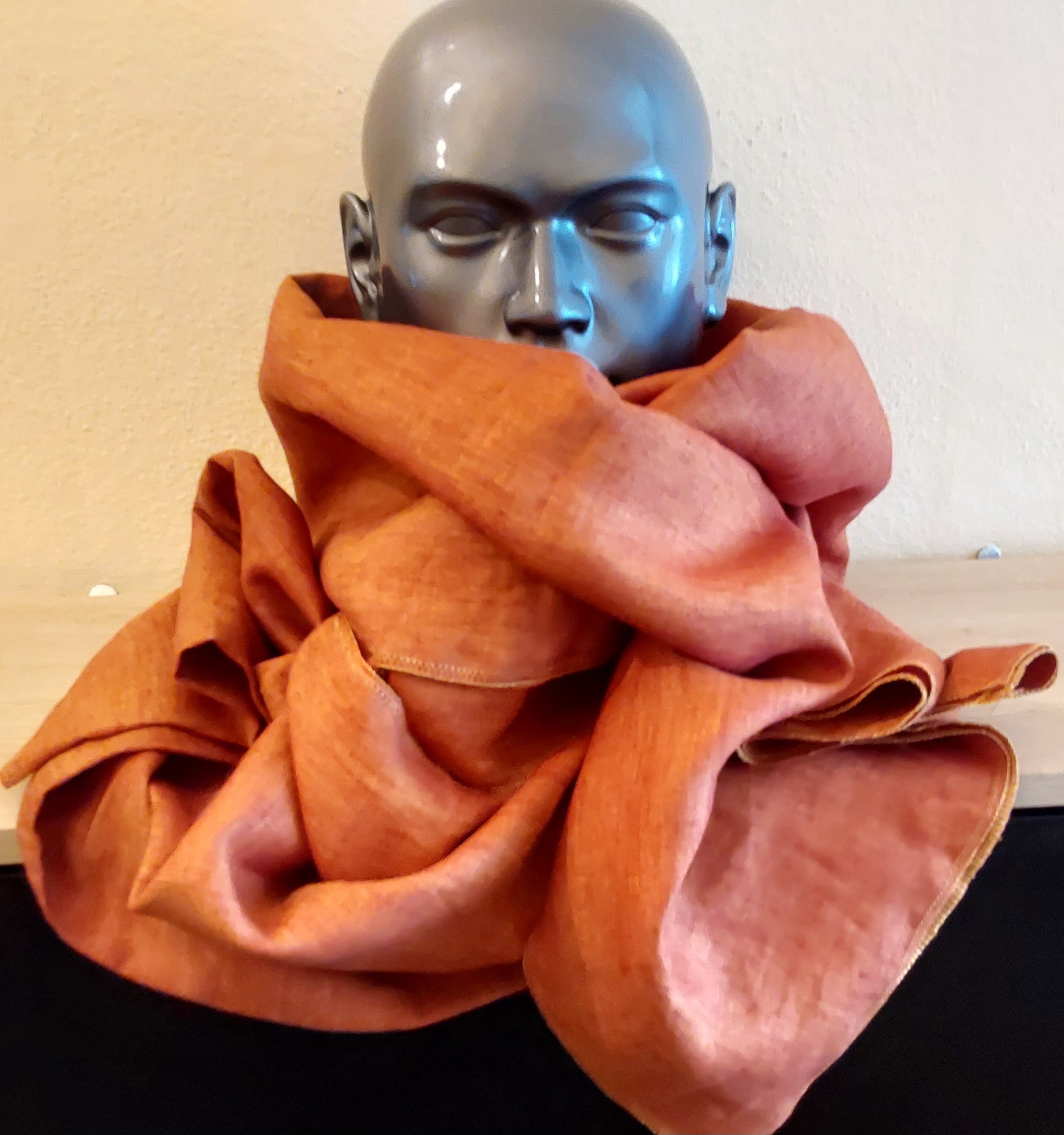 Burnt Sienna Linen scarf WRAPPURE