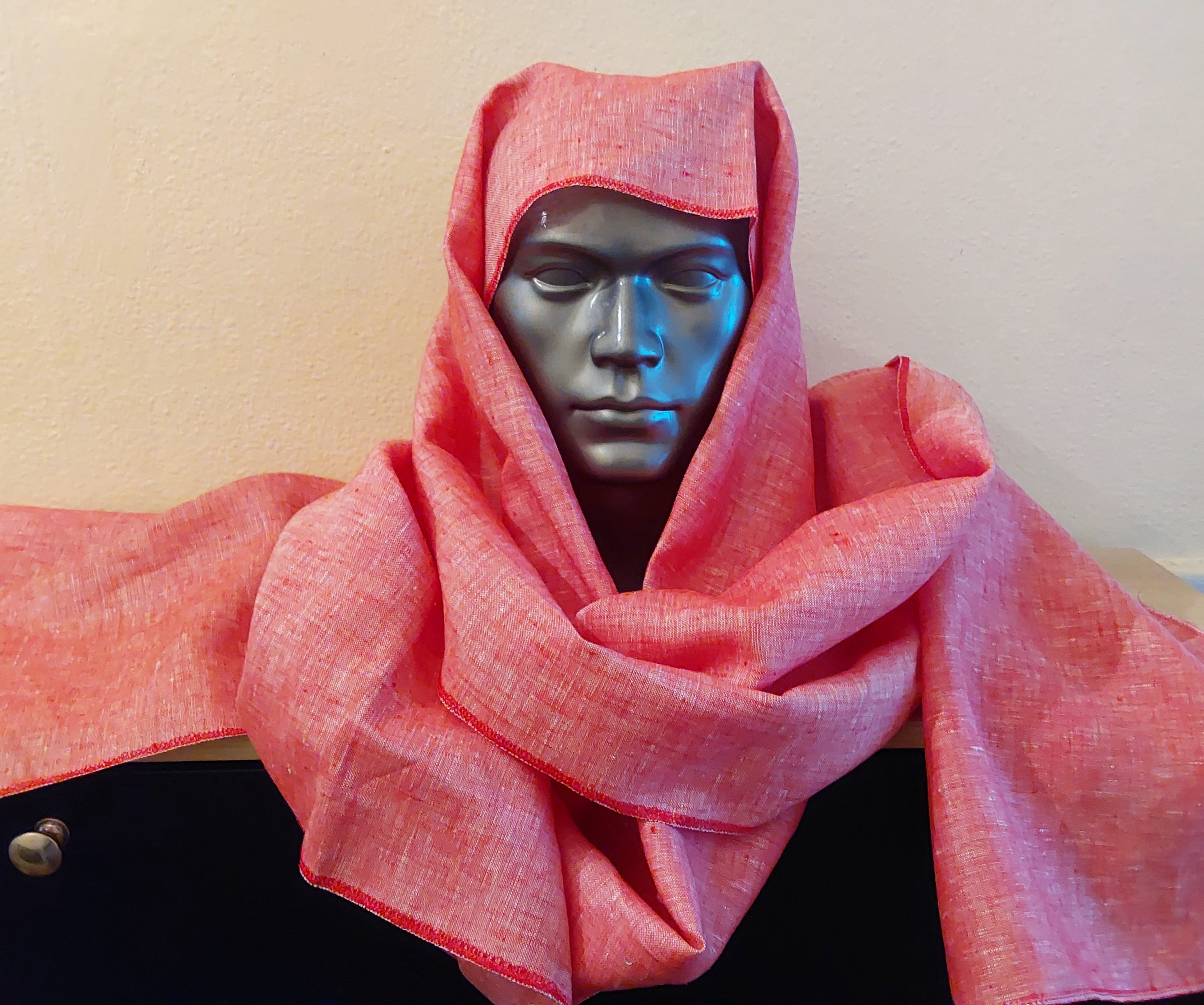 Rose Pink Linen scarf WRAPPURE
